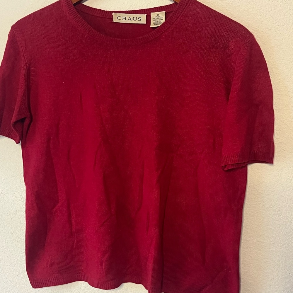 Chaus Red silk cashmere‎ top